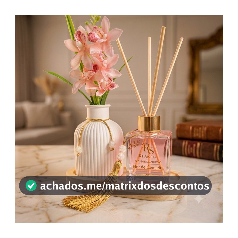 Kit Decorativo Luxo Difusor de Aromas + Vaso de Gesso com Flor Artificial Decoração Moderna