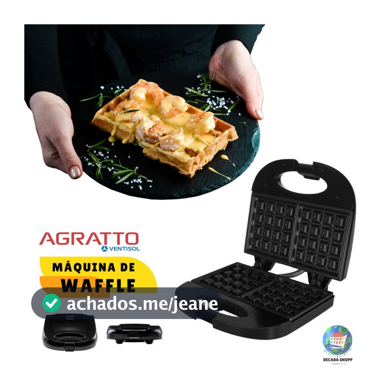 Máquina Waffle Elétrica Antiaderente NÃO GRUDA! Agratto 127V/220V Portátil Cozinha Omelete Panquecas