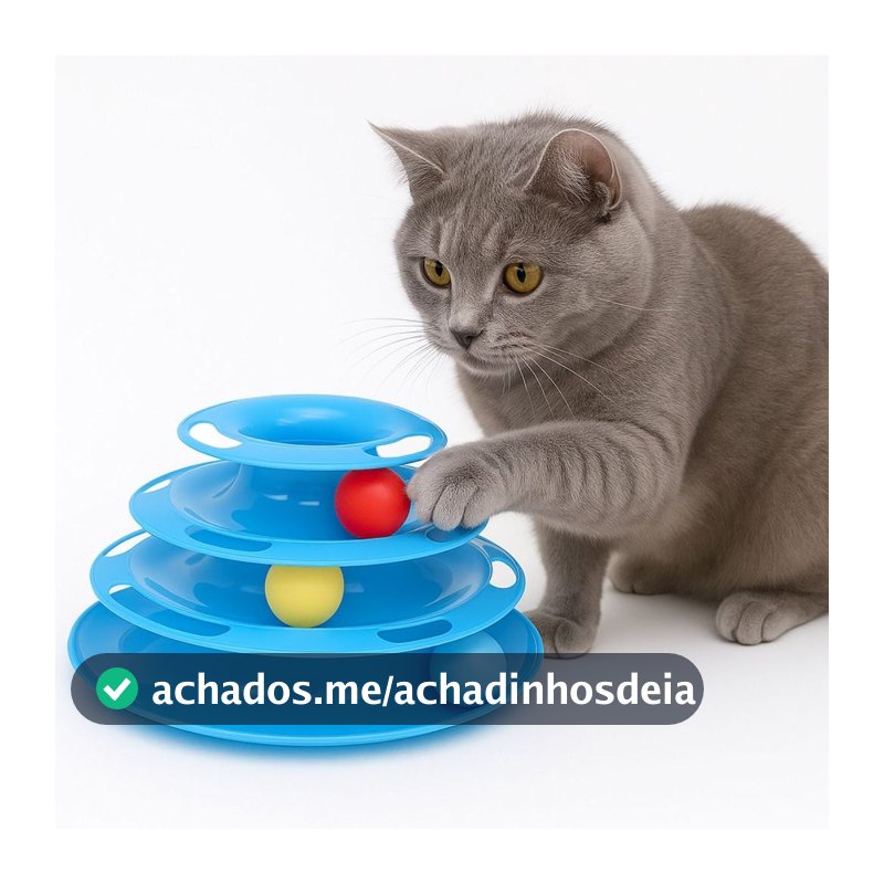 Torre de Bolinha Brinquedo Interativo para Gato Gatos Pet 3 Bola Níveis Divertido