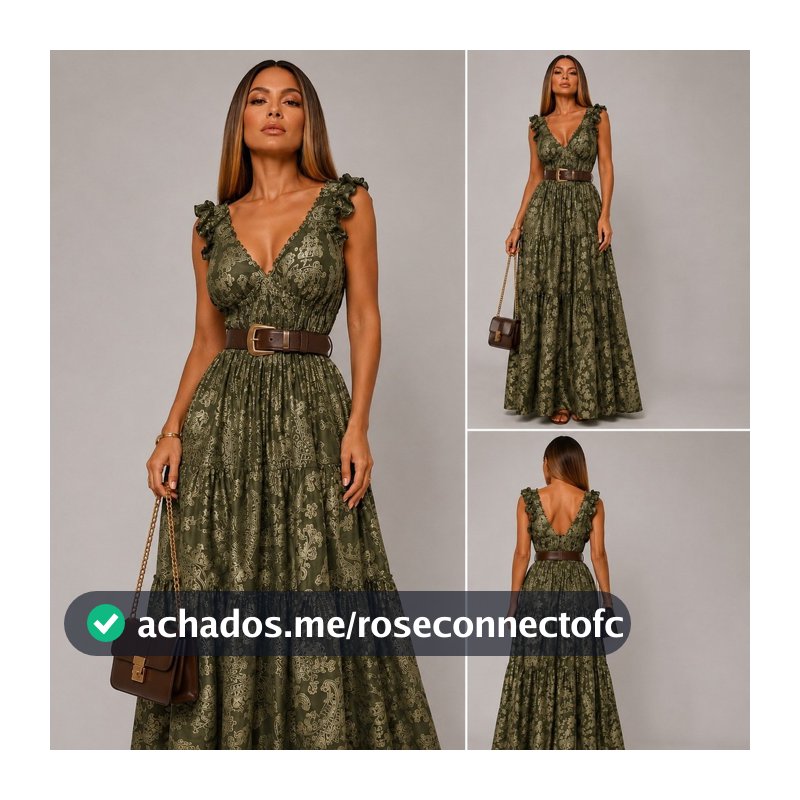 Vestido Longo Ciganinha Estampado Elegante Moda Indiana Ombro a Ombro Boho Chic