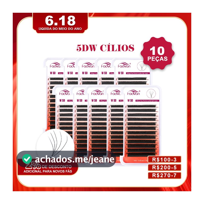 10 pcs FADVAN 5D W Pestanas Extensão De Atacado