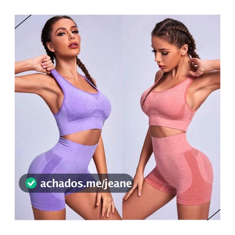 Kit 2 Conjunto Academia Feminino Levanta Bumbum Esportivo Cintura Alta Fitness Premium