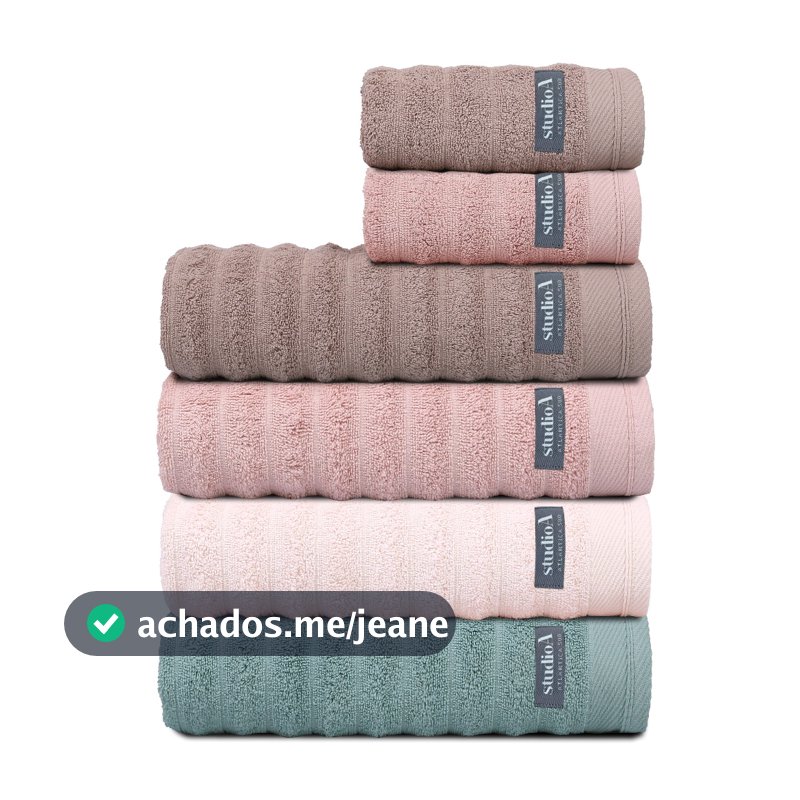 Jogo/Kit 6 Toalhas (4 Banho + 2 Rosto) Aura Super Luxo Macia Felpuda 100% Algodão Alta Absorção
