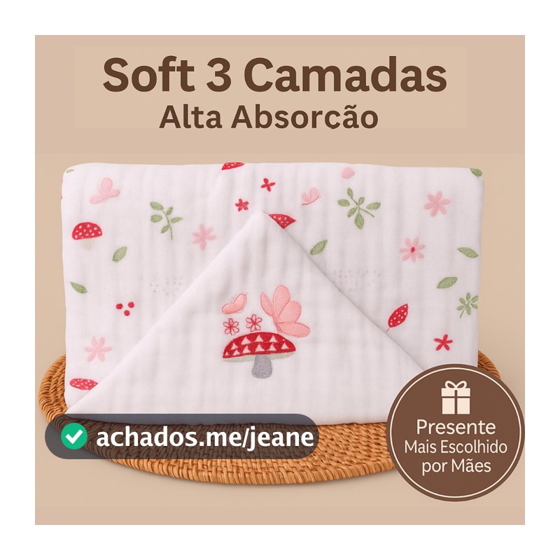 Toalha Banho Bebê 3 Camadas Com Capuz Bordado 100% Algodão RN