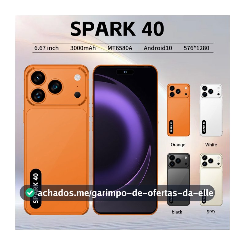 Nova Chegada SPARK 40 Android Original Celular HD Tela Grande Desbloqueio Facial Cartão Duplo Smartphone