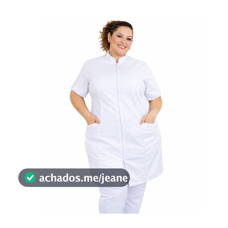 Jaleco Feminino Plus Size Oxford Zíper Gola Padre Manga Curta Profissional Várias Cores