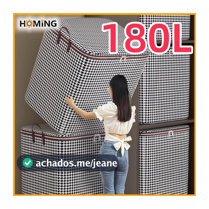 HOMING Caxia De Armazenagem 180L Grande 2 Pega Fecho Duplo Para Edredom Roupa Cobertor