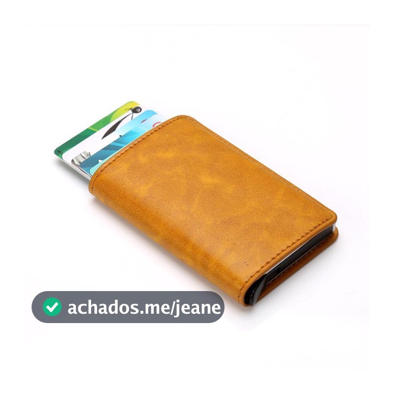 Mini Slim AlumíNio AutoPresente De AniversáRio Carteira Para Homens Porta CartãO De Couro PU