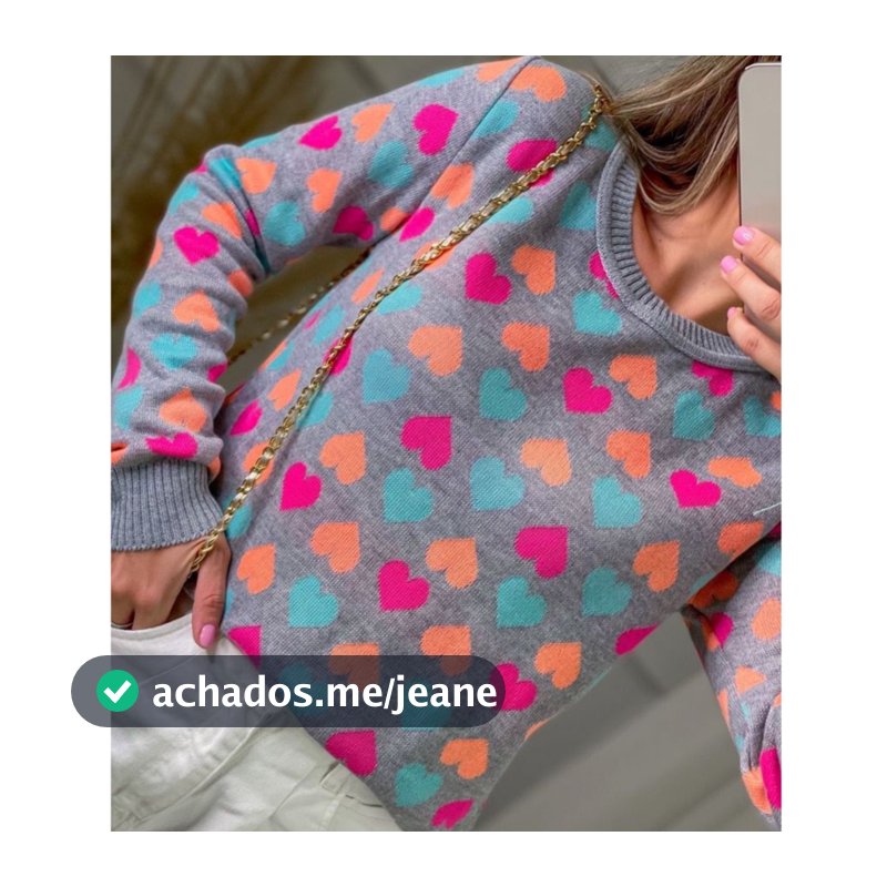 Blusa de frio multicolorida de corações tendência 2024