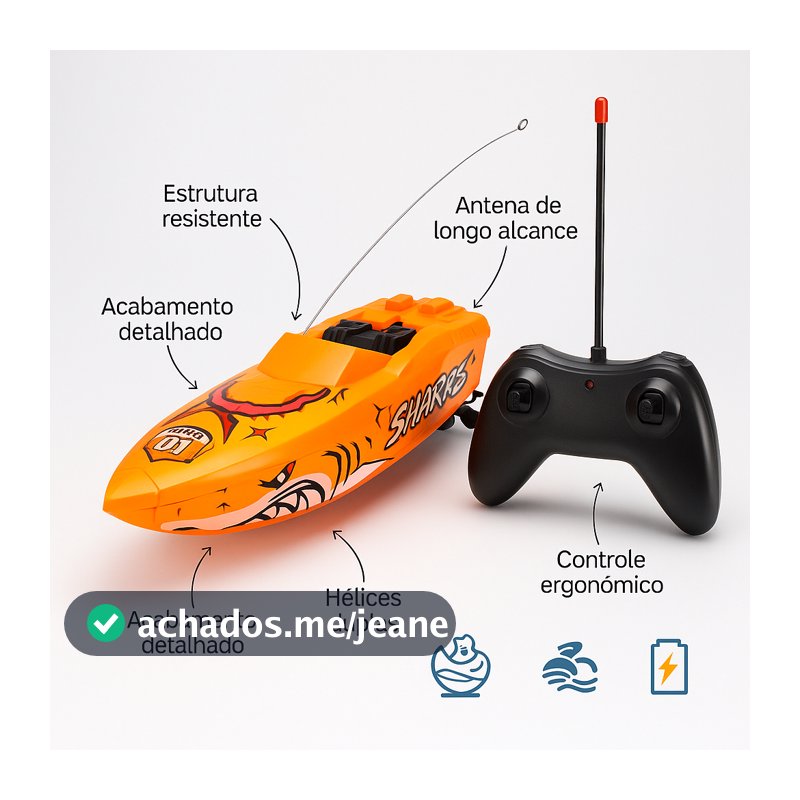 Barco De Controle Remoto Lancha Controle Remoto Infantil Unissex A Prova D'Água Divertido