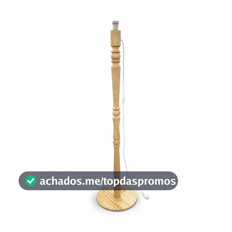 Abajur de chão - em madeira pinus natural para sala, quarto, COM fiação e SEM cúpula .