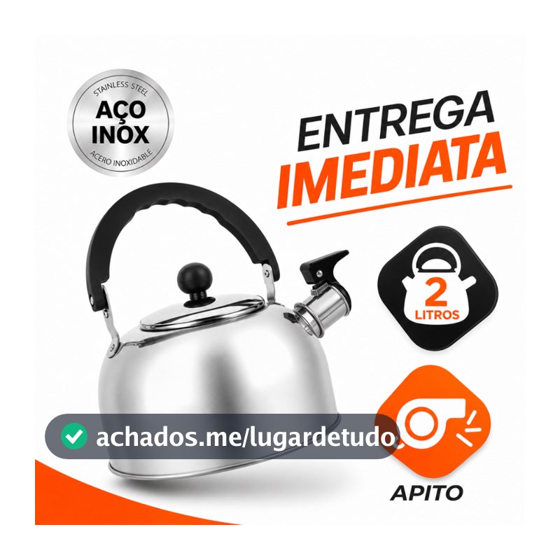 Chaleira Inox 2 Litros Com Apito Compatível com Indução