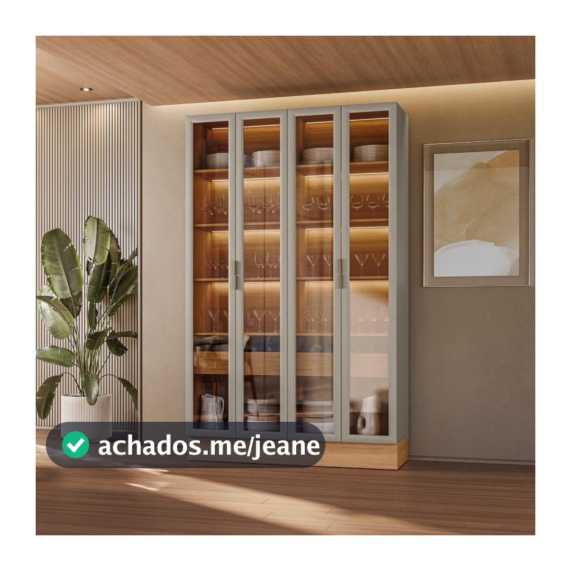 Cristaleira 4 Portas 2 Gavetas com Led Allure Linea Brasil