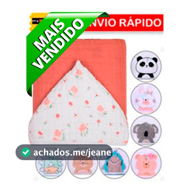 Toalha Fralda de Banho Soft Com Capuz Infantil Bebê 90x75