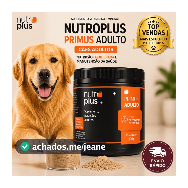 Suplemento para Cães Adultos 100g Nutrição Equilibrada, Manutenção da Saúde, Fórmula moderna e completa Nutroplus Primus