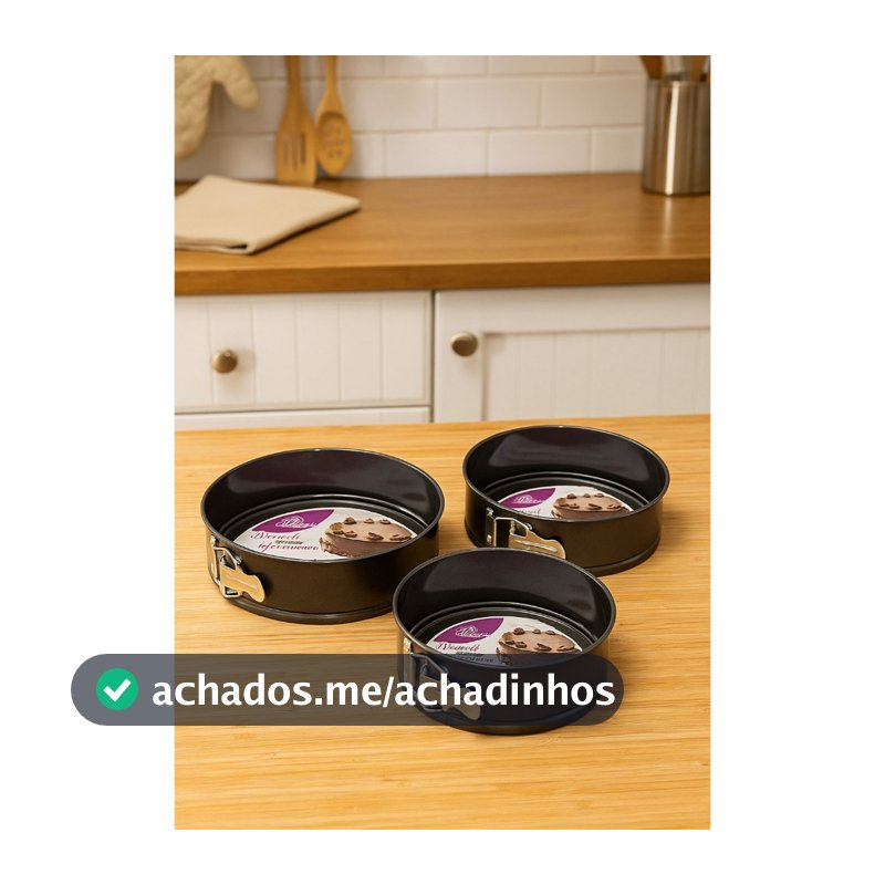 KIT 3 FORMA COM FUNDO REMOVIVEL ANTIADERENCIA 24CM 26 CM 28 CM