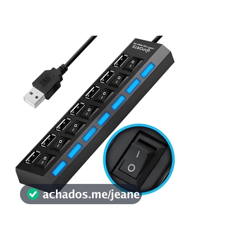Hub De Usb 7 Portas 2.0 Hd Extensor ultra rapido Pen Drive E LED  Converter Expansor Para Pc Computador Notebook