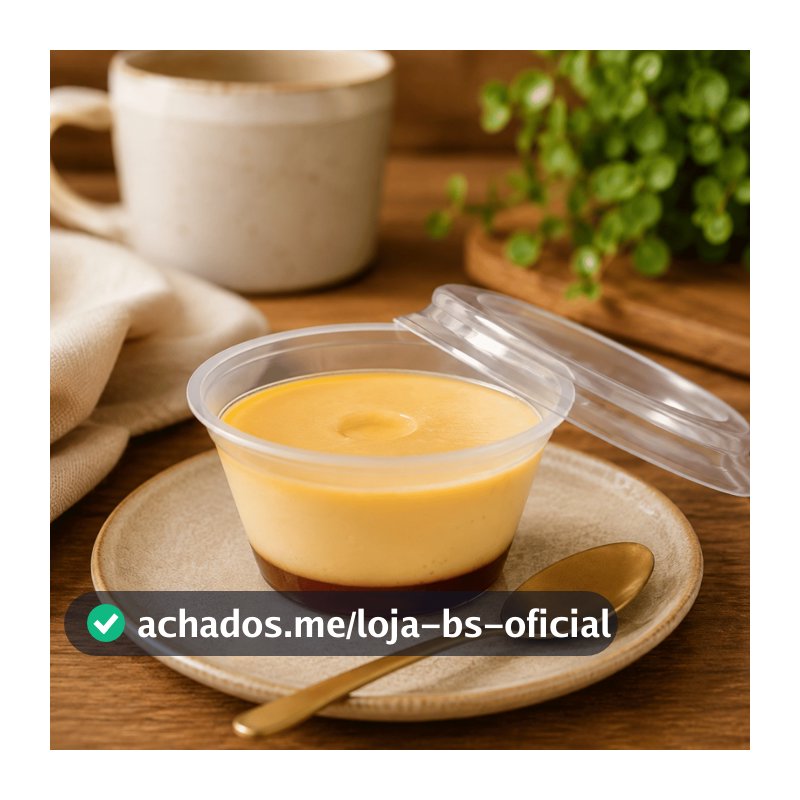 Kit 100 Unidades Forma de Pudim Forneável 120ml com Tampa Mini Pudim para Festas Eventos Forno e Banho Maria Praticpack