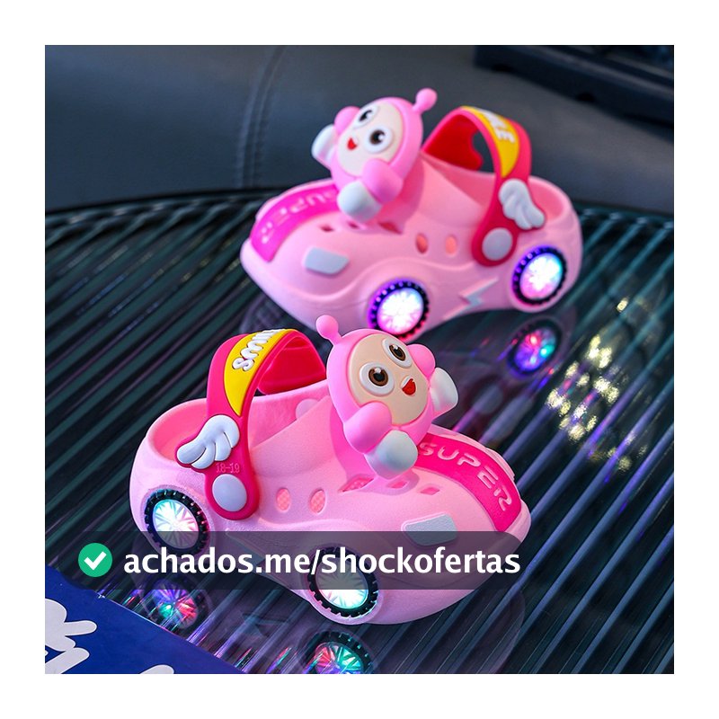 Babuche Infantil LED Sandálias Infantis Meninos e Meninas Chinelos Luminosos à prova d'água para Carros