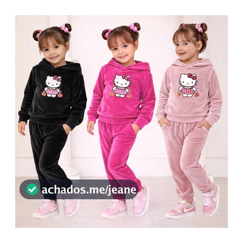 Conjunto Infantil Veludo Menina Macio Inverno
