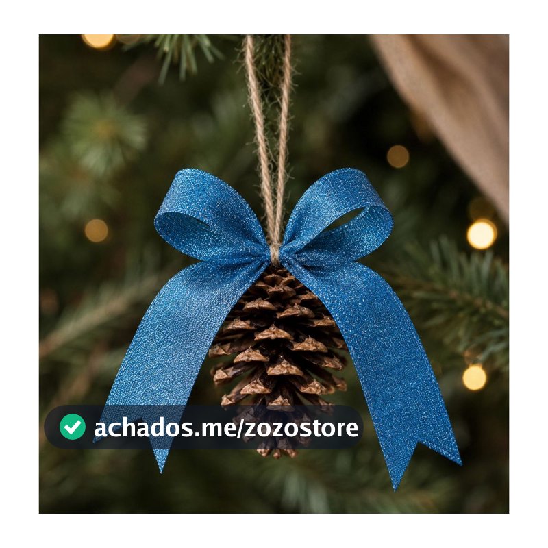 Kit 10 Pinhas Enfeite Natalino Decoração Árvore Natural Laço Promoção