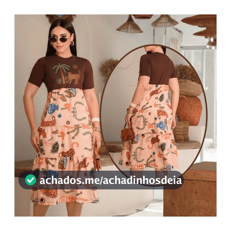 Vestido Midi Moda Evangélica Elegante Moda Casual Costa Estampado Slik Soltinho com Estampa