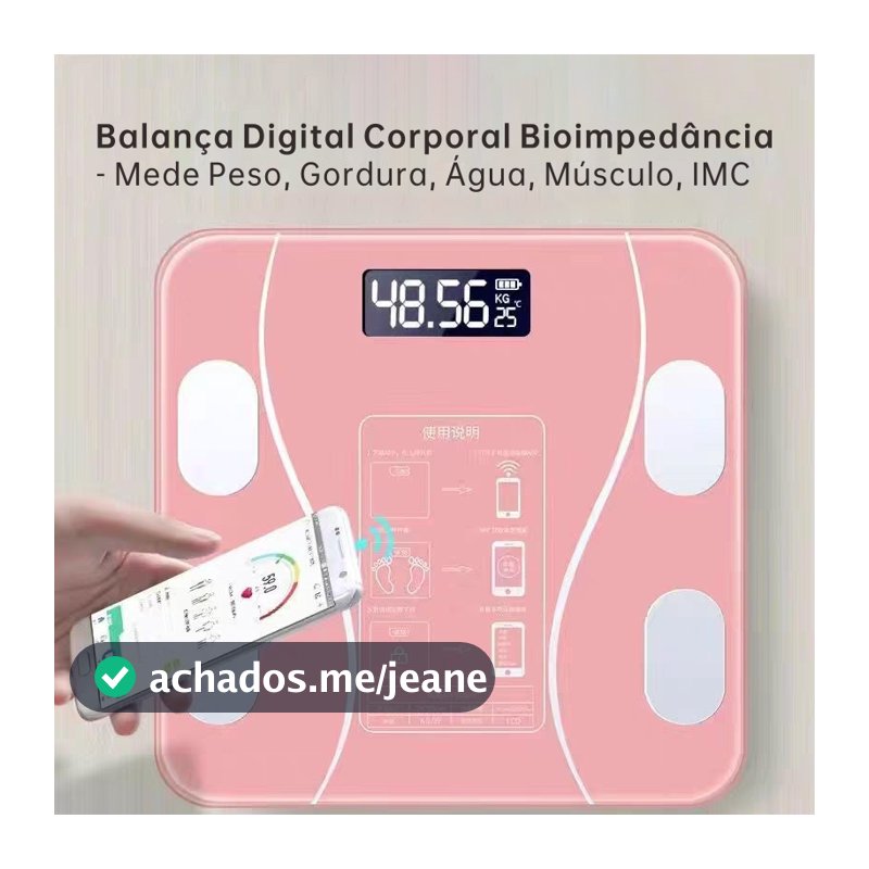 Balança Digital Corporal Bioimpedância - Mede Peso, Gordura, Água, Músculo, IMC