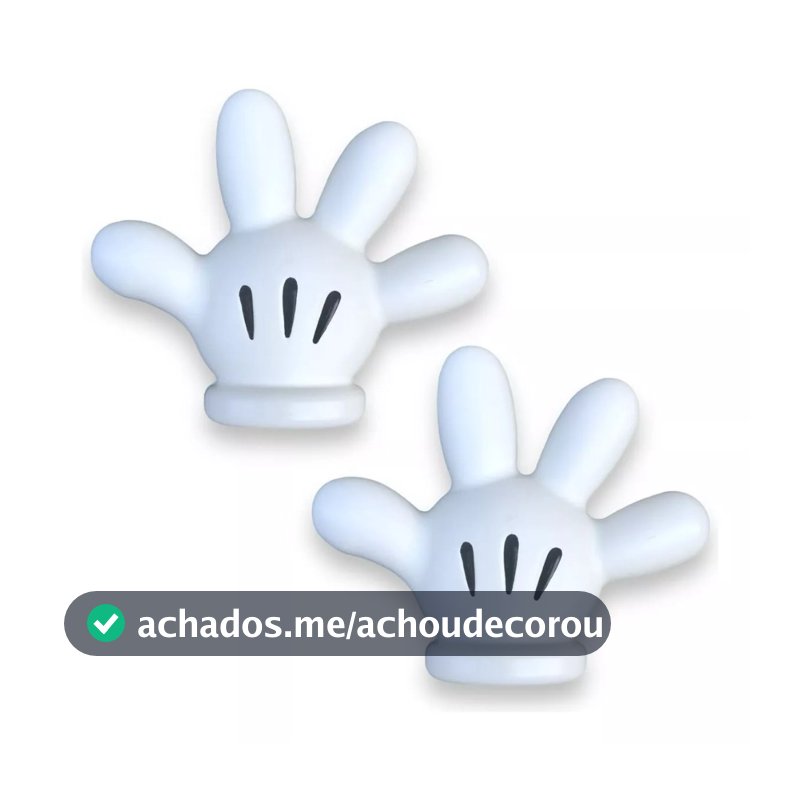 Kit 2 - Luva Mão Mickey / Minnie - Plástico - Enfeite - Decoração - Festa Novo