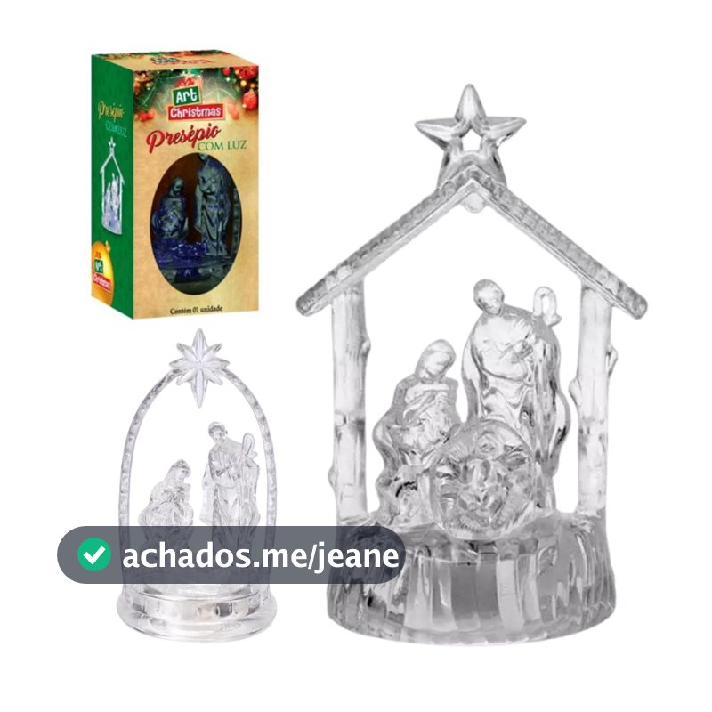 Enfeite Natal Luz LED Troca de Cor | Mini Presépio Sagrado Família | Premium