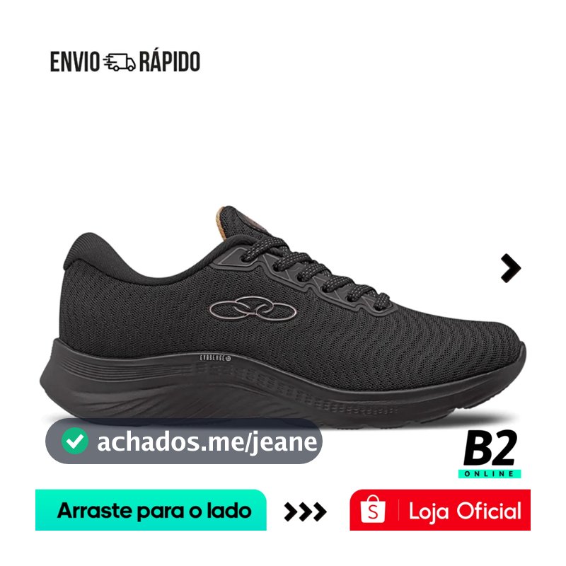 Tênis Feminino Olympikus Atmos Preto Original com Nota Fiscal e Garantia