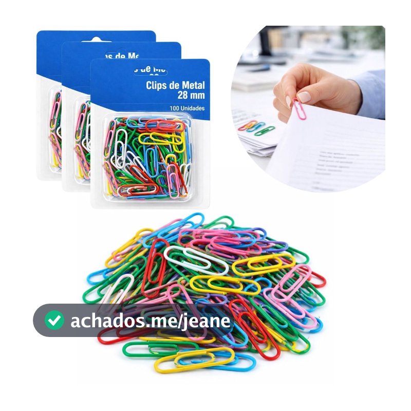 Kit 100 / 200 / 300 Unidades de Clips de Metal para Papel Escritório Home Office