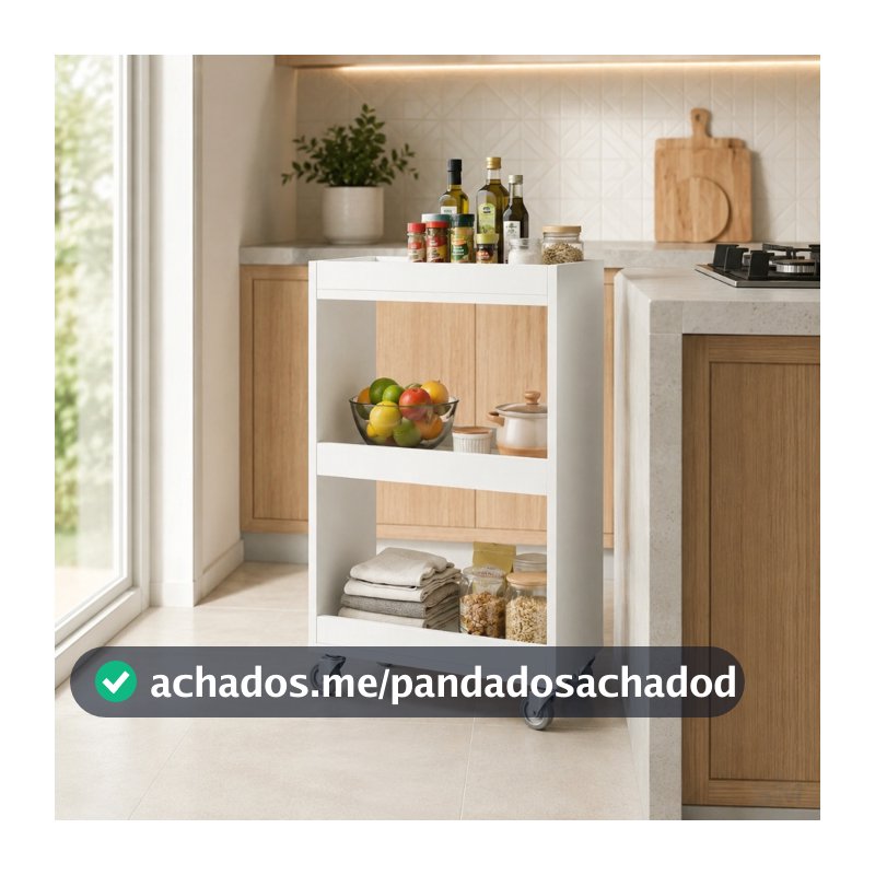 Carrinho Multiuso Com Rodízio MDF Organização Cozinha Banheiro Lavanderia Maquiagem