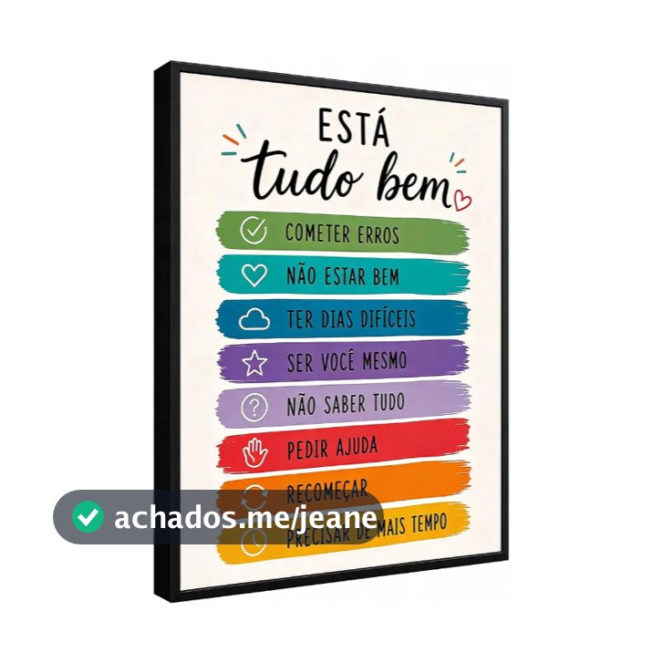 Quadro Decorativo Está Tudo Bem Motivacional Colorido Parede