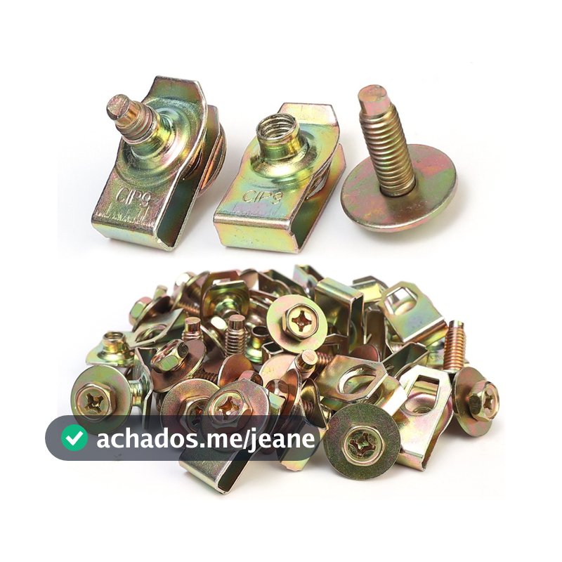 Kit 10 Parafusos + 10 Porcas Clip Tipo U Para Fixação Automotiva