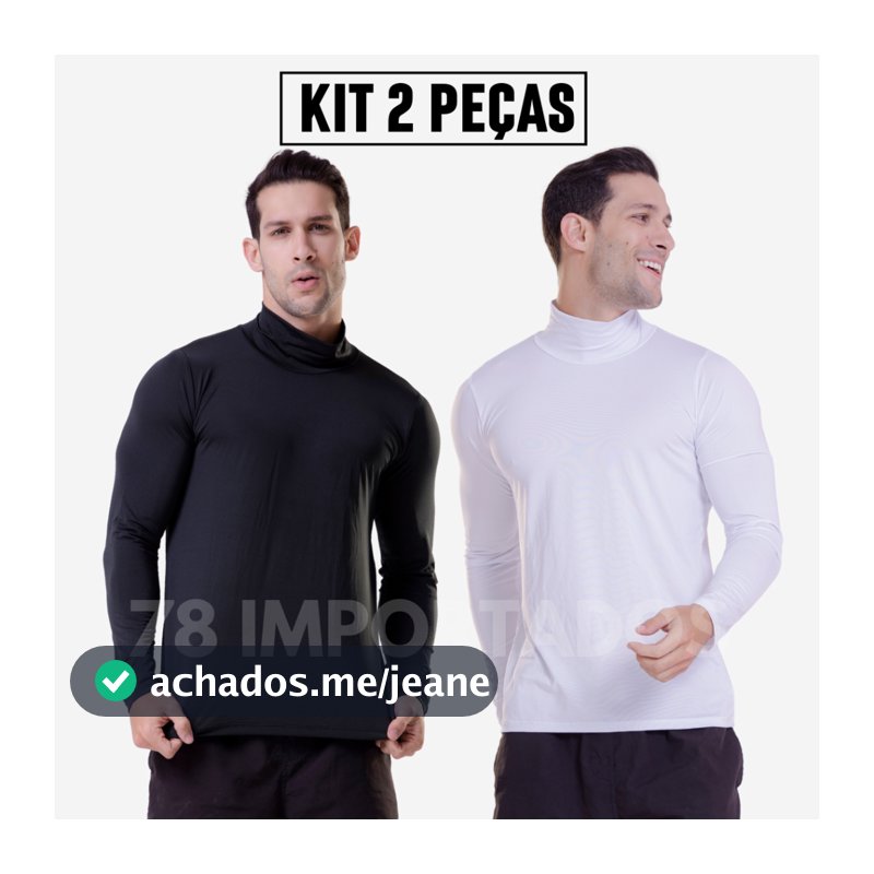 Kit 2 blusa gola alta camisa termica uv segunda pele proteção solar
