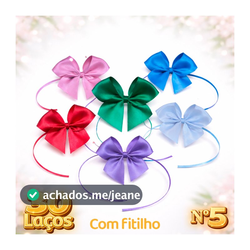 Kit Laços de Cetim com Fitilho – Nº5 (5x5cm) – 30 | 60 | 100 Unidades – Pronto para Amarrar
