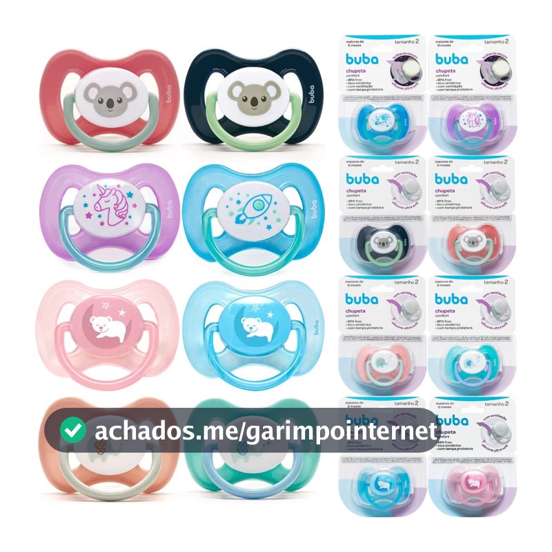 Chupeta Buba Tamanho 2 Comfort Utra Soft Infantil +6 meses (Variações de cores variadas)