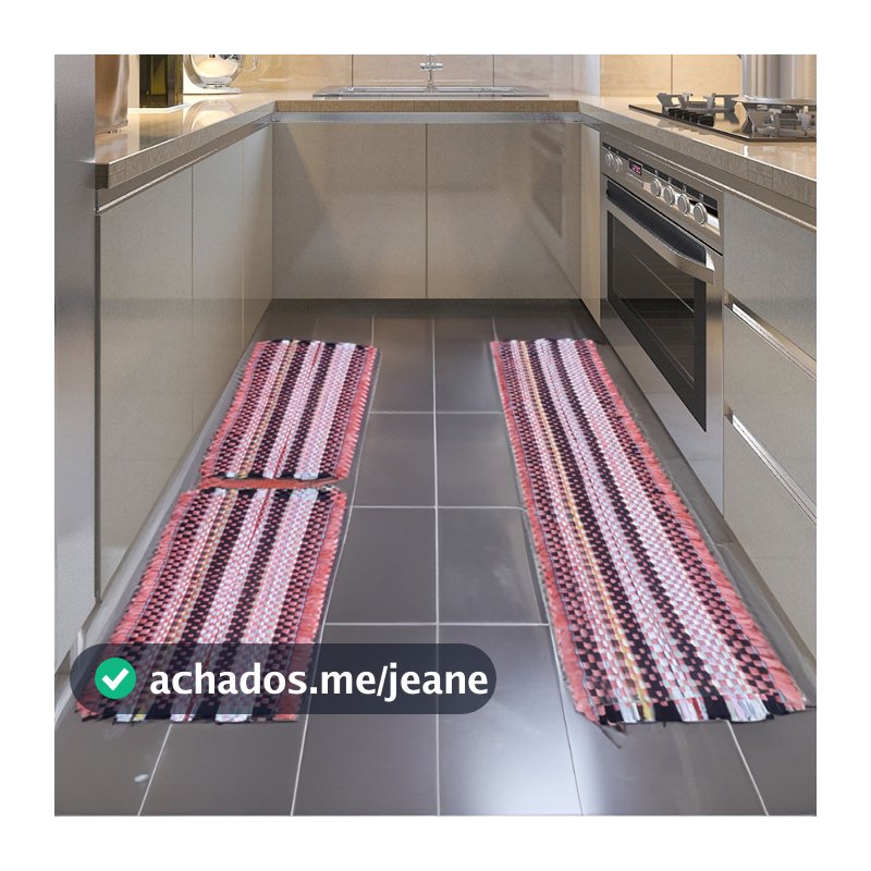 Jogo Tapetes de Cozinha 3 Peças 2 Tapetes + 1 Passadeira