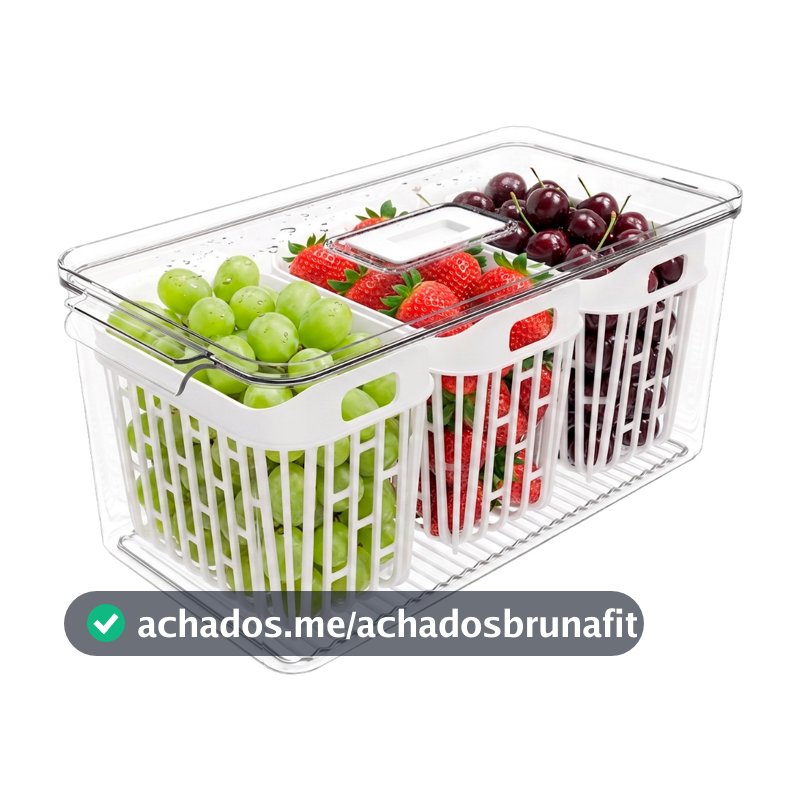 Organizador Grande com 3 Cestos 6L, Cor Cristal, linha Dry Coza