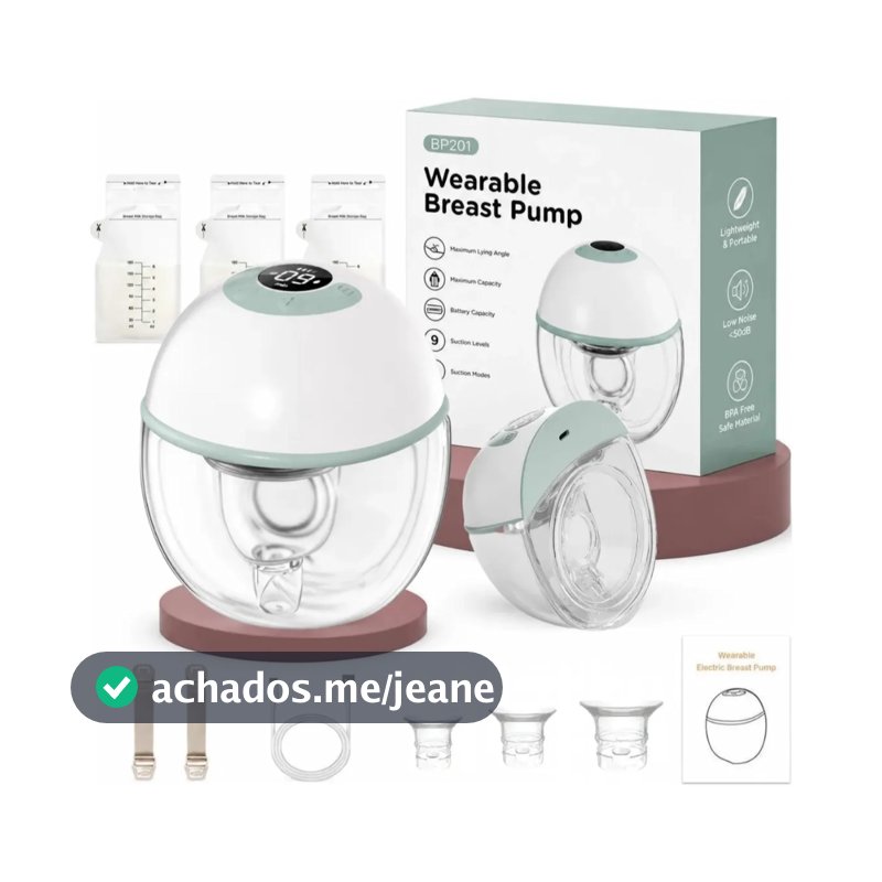 Bomba Tira-Leite Vestível Mãos Livres Sem Fio Elétrica Antirrefluxo Baixo Ruído 3 Modos Sem BPA Flanges 17/19/21/24mm
