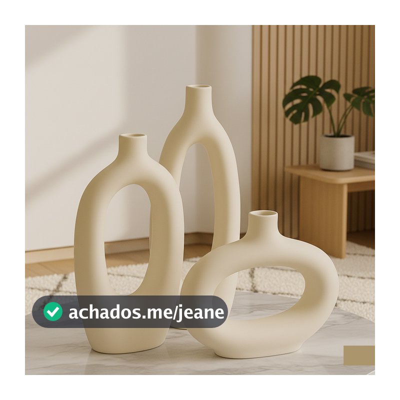 Conjunto de Vasos Decorativos em Cerâmica Modernos | Kit Trio de Vasos | Trio Enfeite Decorativo