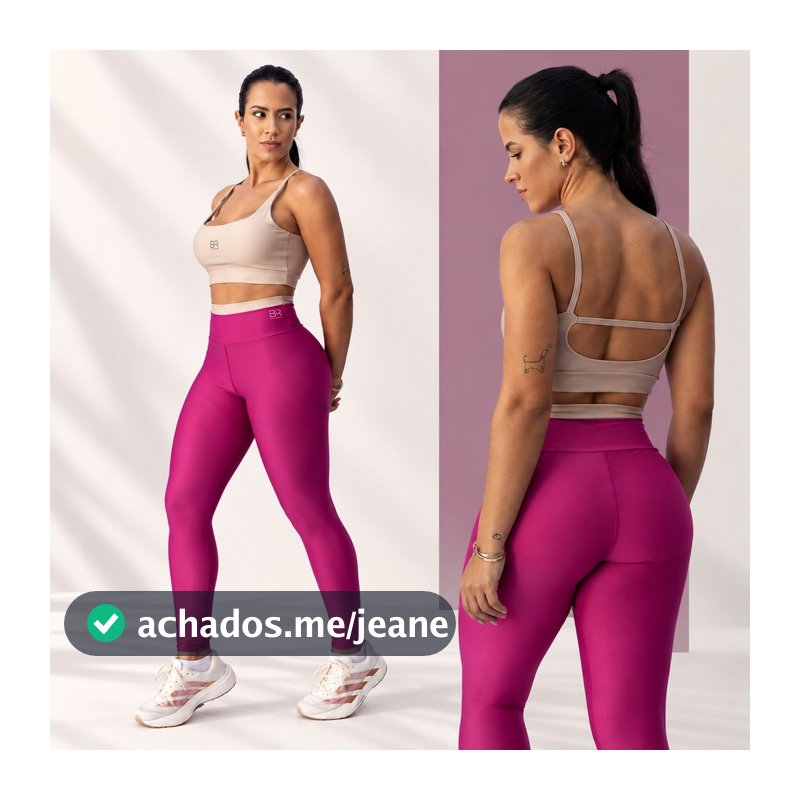 Conjunto Fitness Feminino Bicolor Calça Legging Cintura Alta e Top Alça Academia Zero Transparência