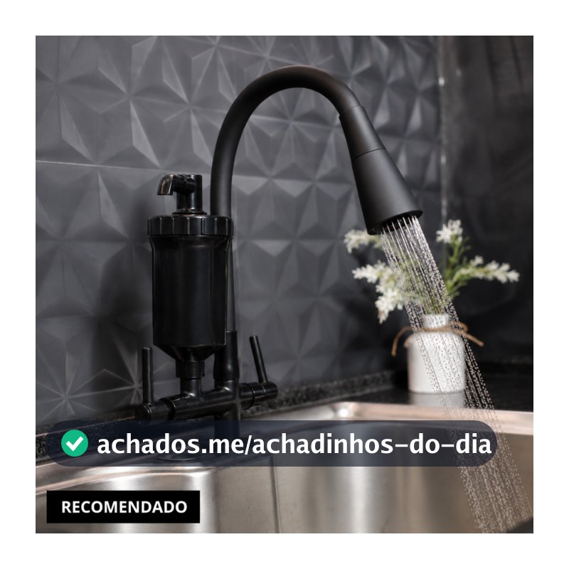Torneira Gourmet com Filtro Cozinha Bancada Preta Flexível 2 Jatos ABS Para Pia Mesa Alta e Moderna
