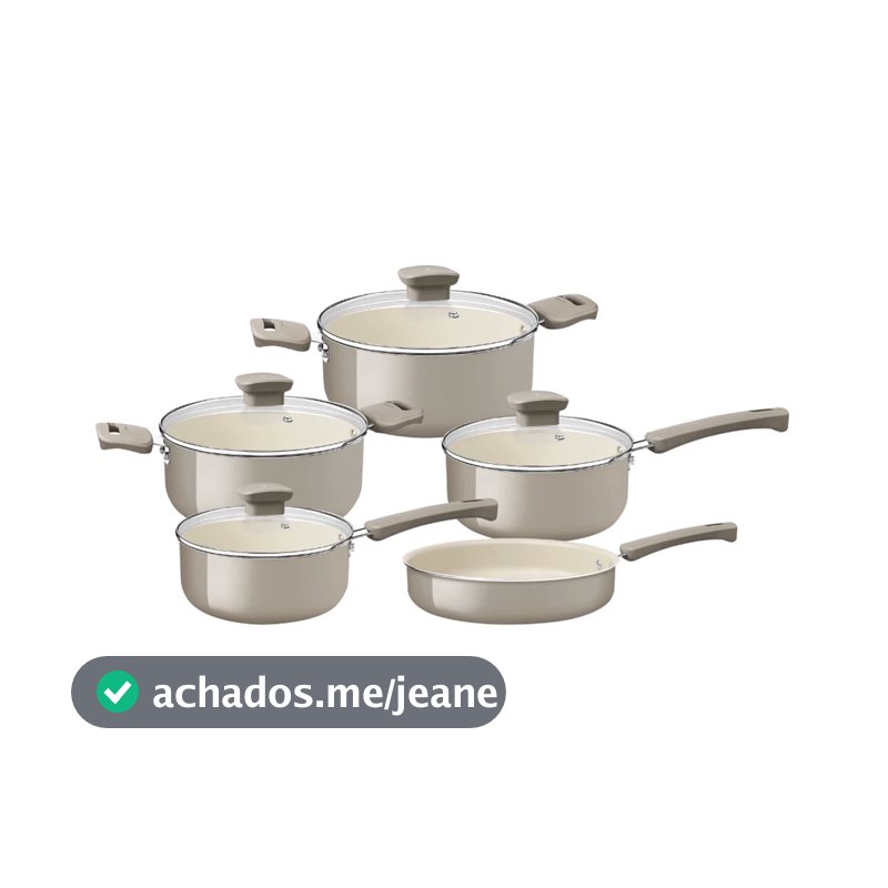 Jogo de Panelas Tramontina Veronese Cêramico e Aluminio Bege 5 Peças