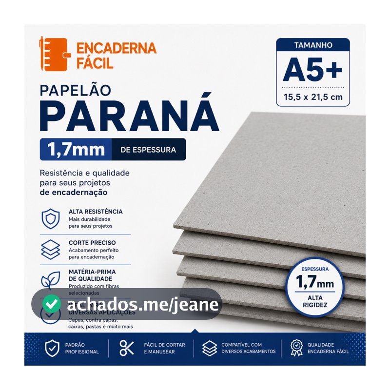 Papelão Paraná 1,7mm - 50 Placas Capa Agenda A5+ 15,5x21,5cm