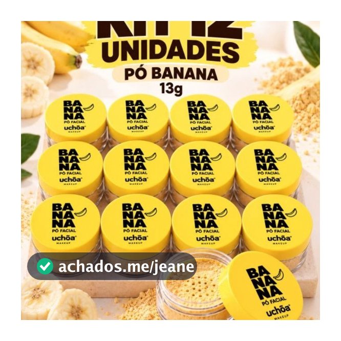 Kit 12 Pó Banana Facial 13g Uchôa Makeup Pó Solto Matte Finalizador Controle de Oleosidade Maquiagem