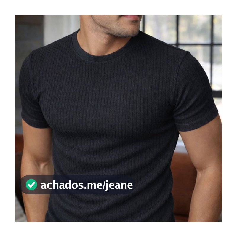 Camiseta Masculina Canelada Camisa Gola Media Texturizada