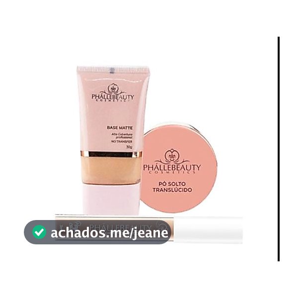 Kit com Base Matte +Corretivo Liquido +Pó Translucido Phállebeauty