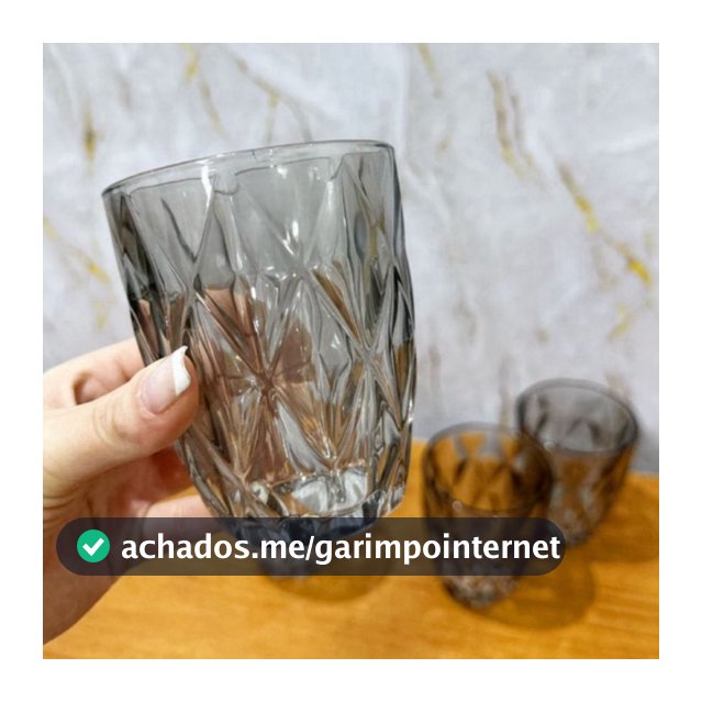 Jogo de Copos Diamond Vidro Cinza Fumê Diamond Diamante 270ml