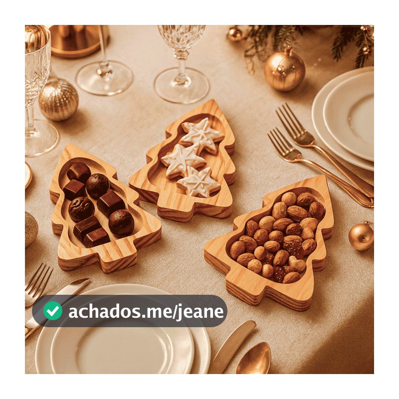 Kit Mini Petisqueira Natal Árvore Enfeite Pinus Madeira Decoração Mesa Posta Doces Festa Pinheiro